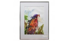 กรอบรูป-ภาพสีน้ำภาพนกกำลังกินอาหารในกรอบอลูมิเนียม